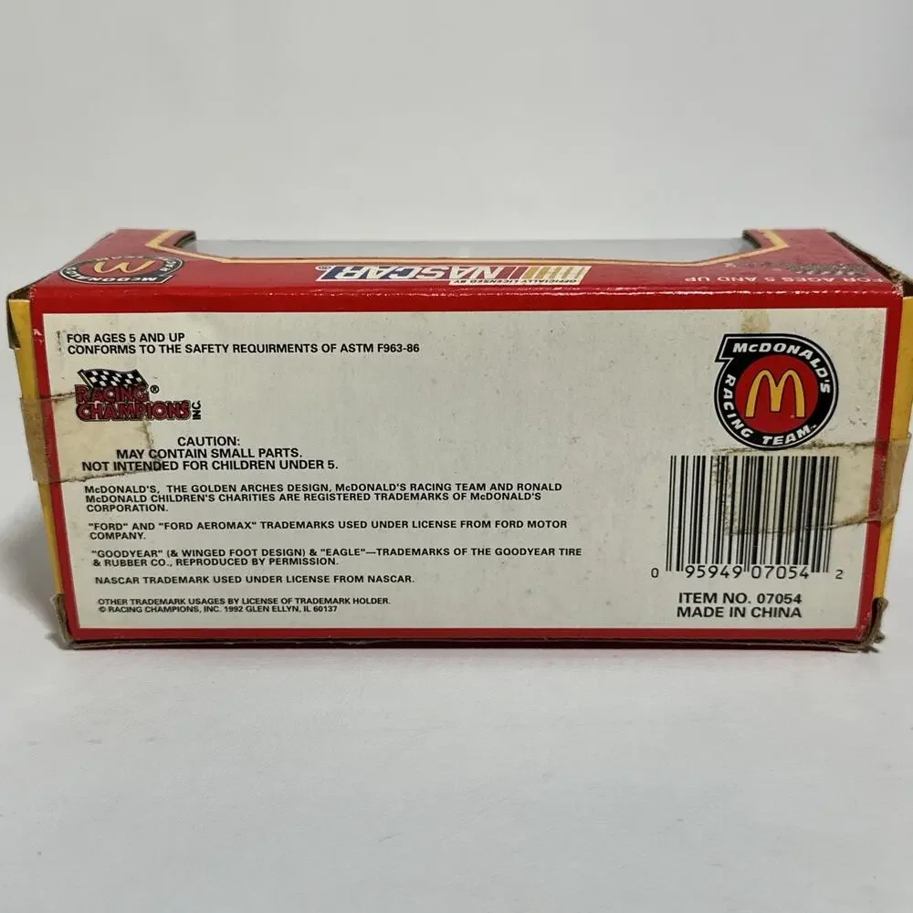 1992 Racing Champions | Hut Stricklin #27 McDonald's 1:43 Diecast Race Car NRFB